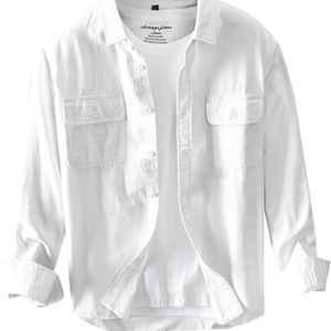 New Men's Casual Cotton Long Sleeved Shirt Jacket for Spring and Autumn
